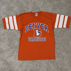 Vintage NFL T-Shirt Denver Broncos Size L 80s Old School Logo 7 Jersey