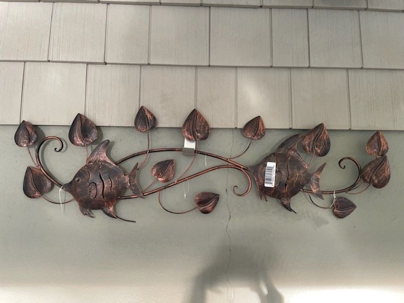 Metal Swag With Fish. 40" X 12"