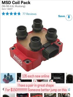 Mustang 96-98 gt 4.6  msd coil packs