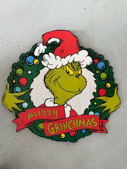 Grinch Christmas decor sign