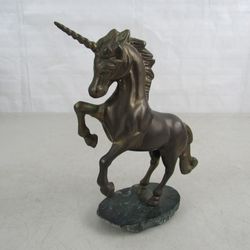 Aldon Solid Brass 1981Vtg Unicorn Statue On Marble Base 7 1/4" Tall


