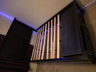 Full size bed frame with storage drawers