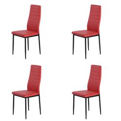 Open Box Homy Casa ANN RED PVC Dining Chair Set 16.34" W x 20.47" D x 38.58" H for Kitchen & Dining Room