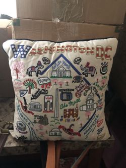 Catstudio Hand embroidered authentic Washington DC pillow