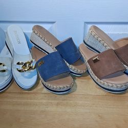 3 pairs ladies size 7 1/2 lot of sandals $10 for ALL 3!