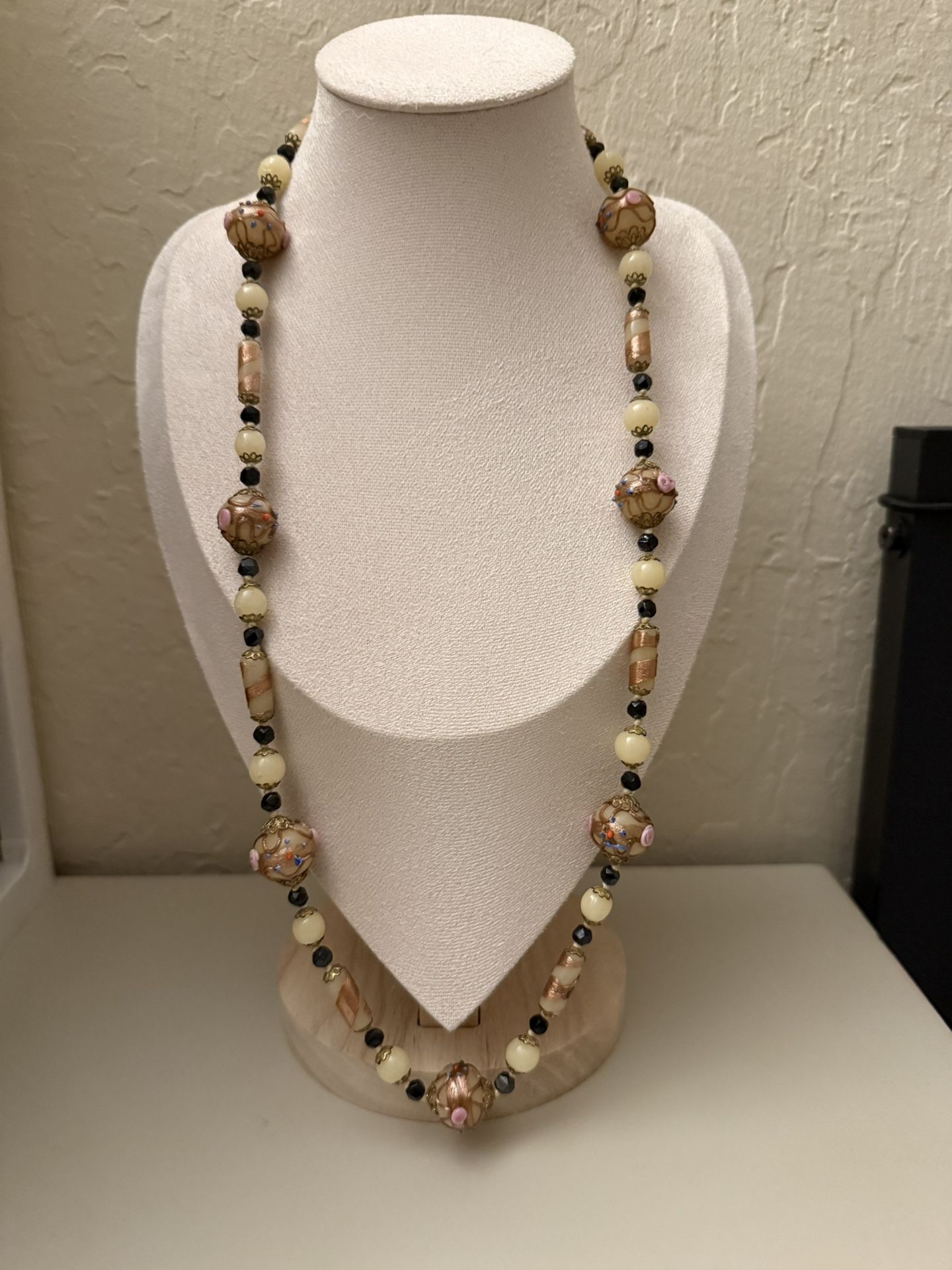 Authentic Antique Venetian Murano “Wedding Cake” Glass Necklace