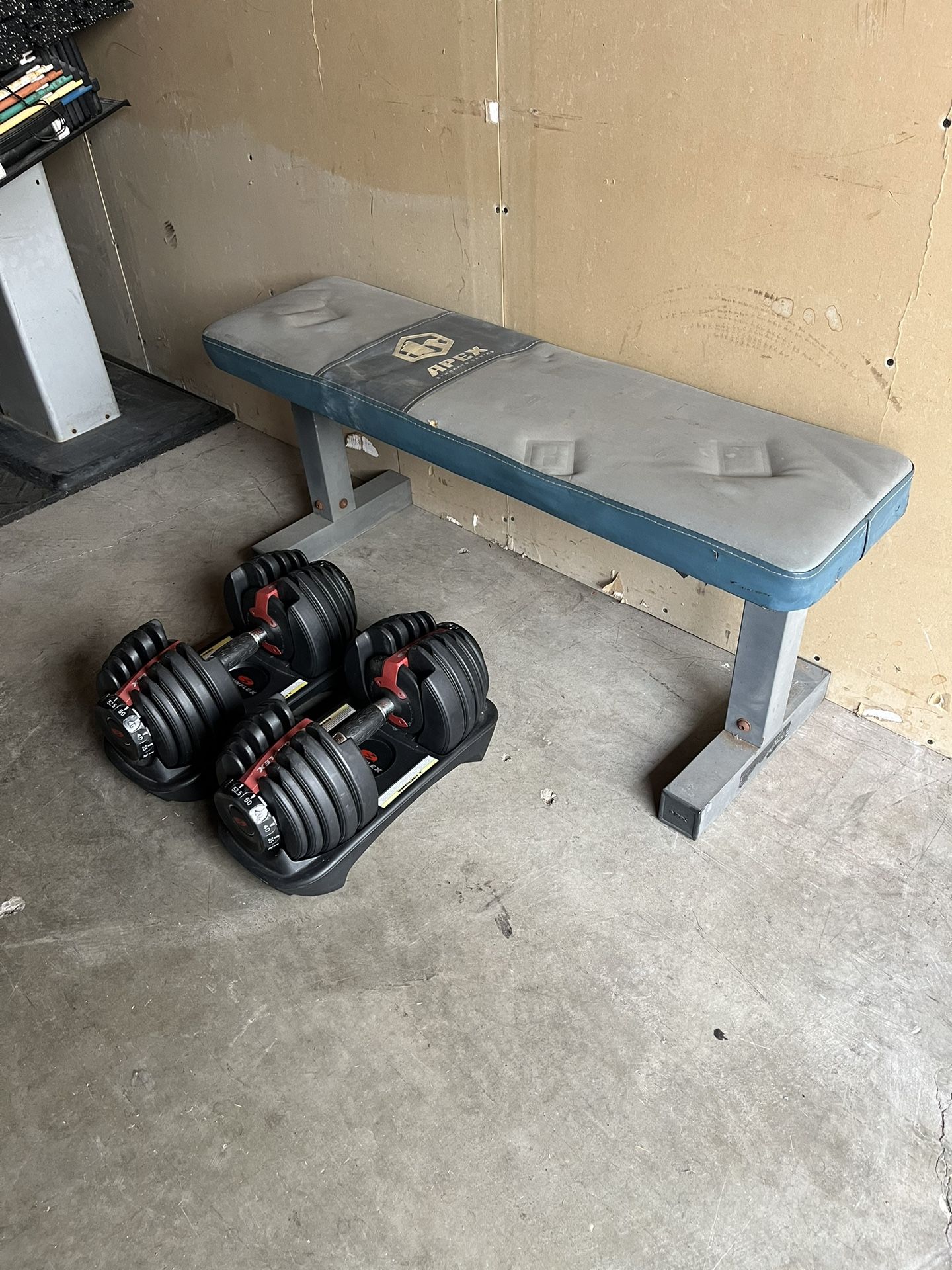 Dumbbell Adjustable Weights BowFlex 5-52.5lb with Weight Bench Press