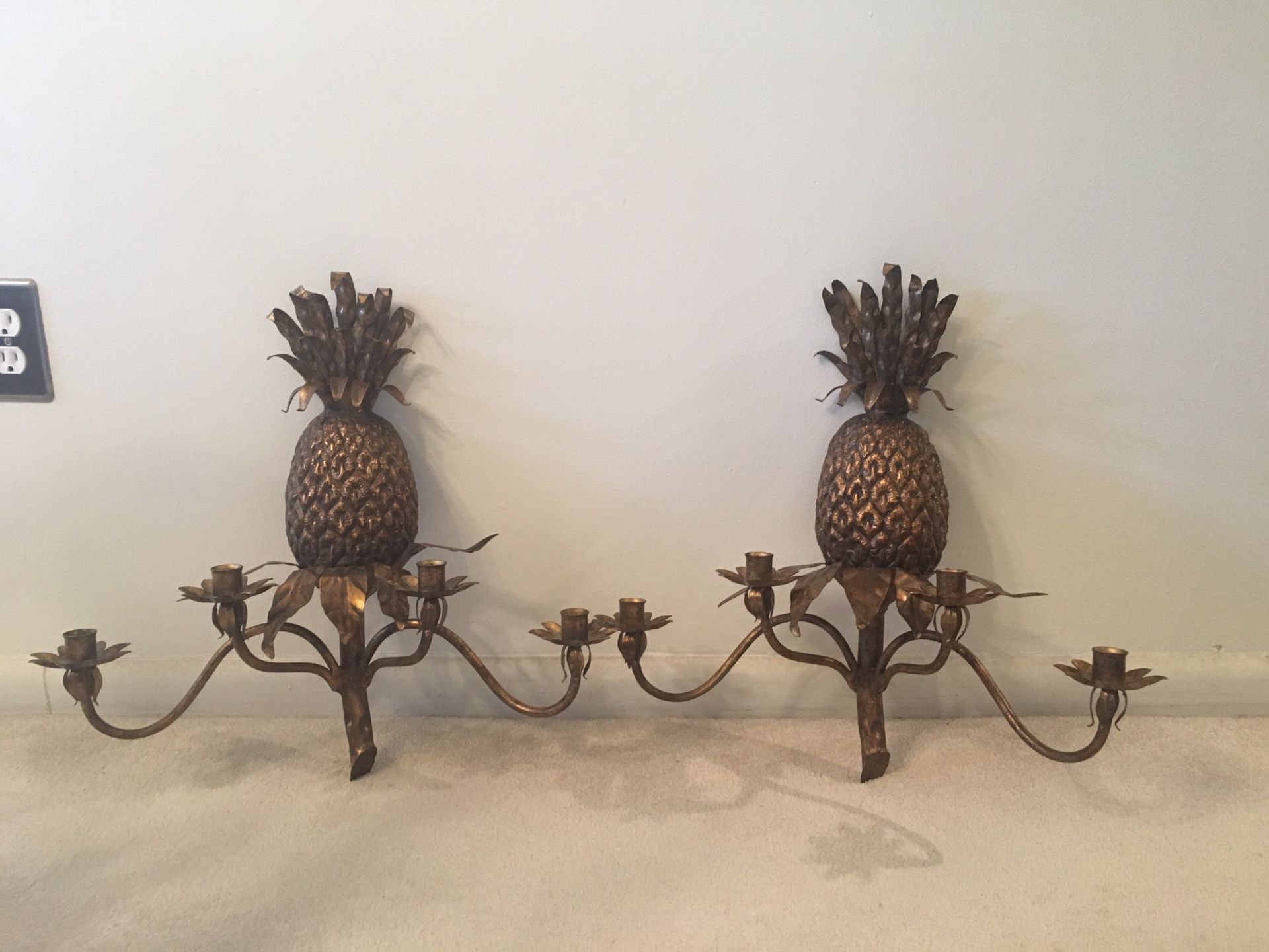 XL Iron Pineapple Sconce Set