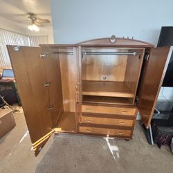 Sturdy Heavy Oak Armoire 