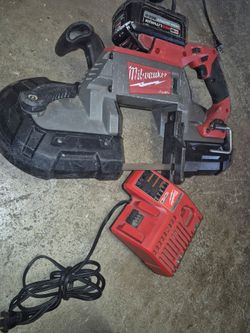 Dip cut Milwaukee Fuel Band Saw For Sale Works Strong Battery And Charger Include