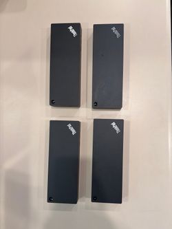 Four (4) Lenovo ThinkPad Thunderbolt 3 Workstation Dock Gen 2 (NO POWER CORD) Model No DK1841 - DOCKS ONLY - Turn On.