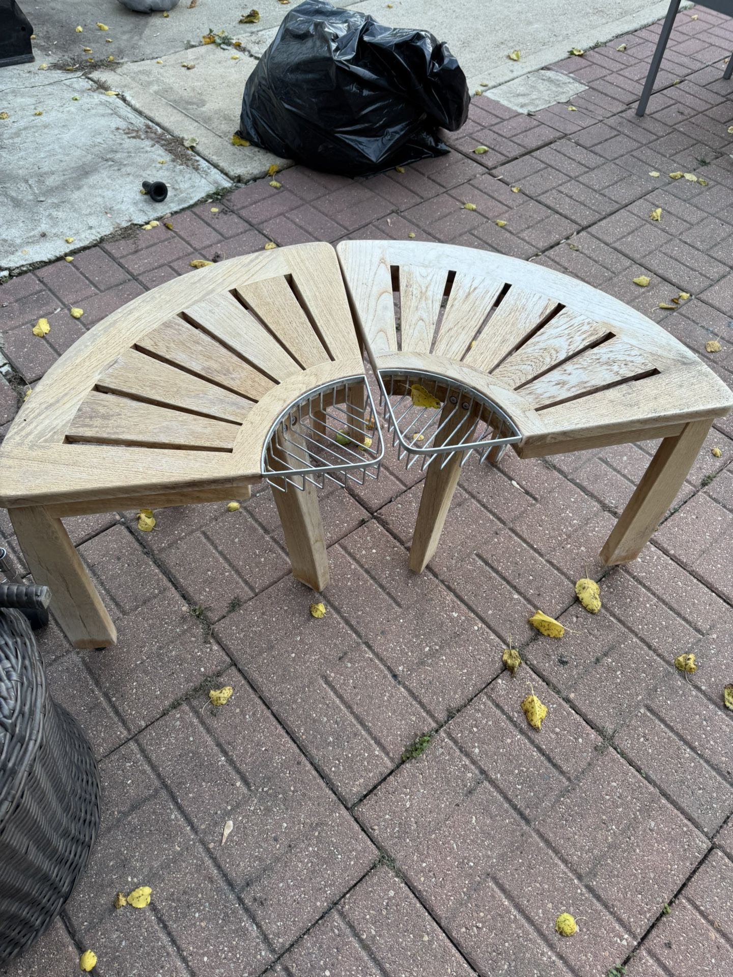 Outdoor Half Round Wood Bench