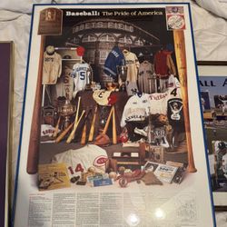 Giant Framed “Game Of Baseball” Poster 40 Inches Tall And 25 Inches Wide
