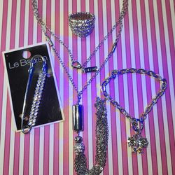 #1564, LOT OF VINTAGE SILVER PLATED JEWELRY, RHINESTONES
