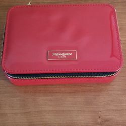 *YSL* Red Patten Leather Makeup Case w/ inside Mirror