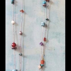 Vintage Sterling Silver Stone Necklace 