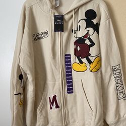 One Disney Mickey Mouse Women's - Size: X-Large,  Full Zip Sweatshirt Hoodie Chenille Patches For $25- NEW