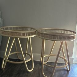 Natural Color Rattan End Tables