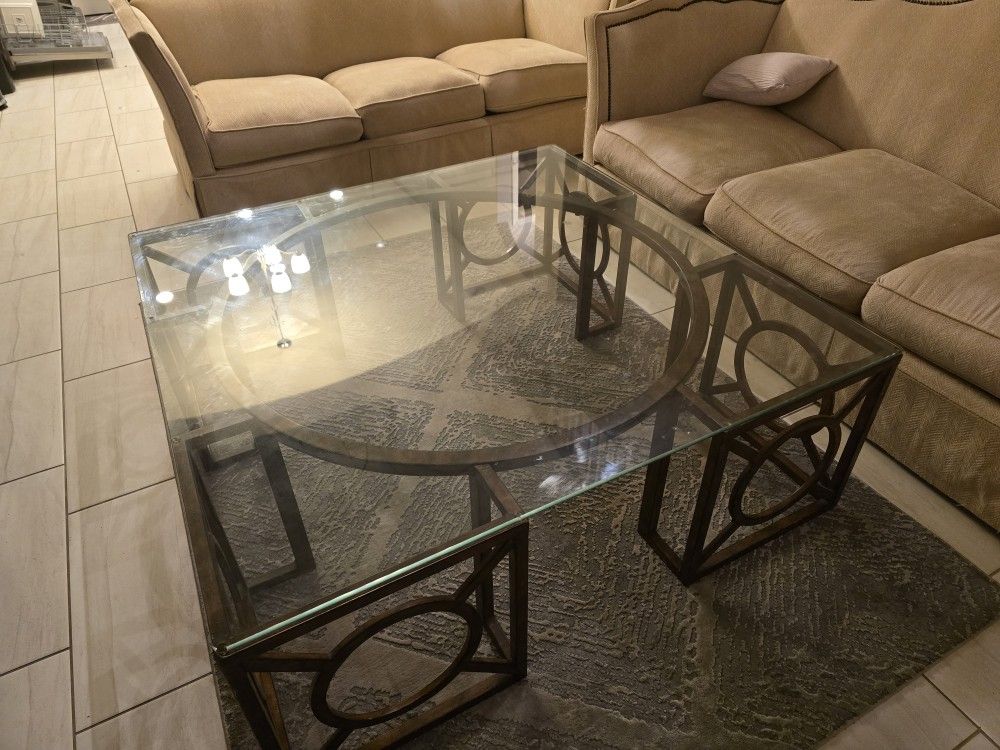2 Loves Seats And Glass Coffee Table