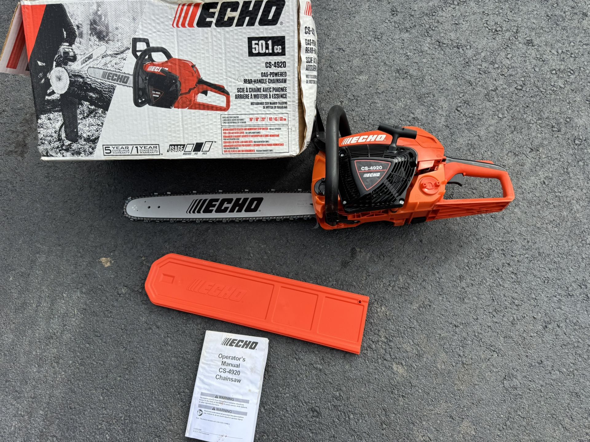 New Echo CS-4920 Chainsaw 50.1cc Engine With 20” Bar. Must Pickup