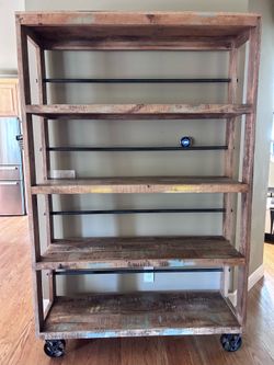 Underhills - Reclaimed wood shelf with wheels.