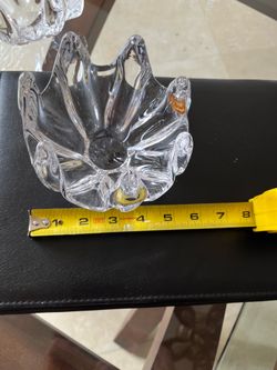 This is a Vannes Le Chatel crystal bowl from France, featuring a splash-like or flower-like design.