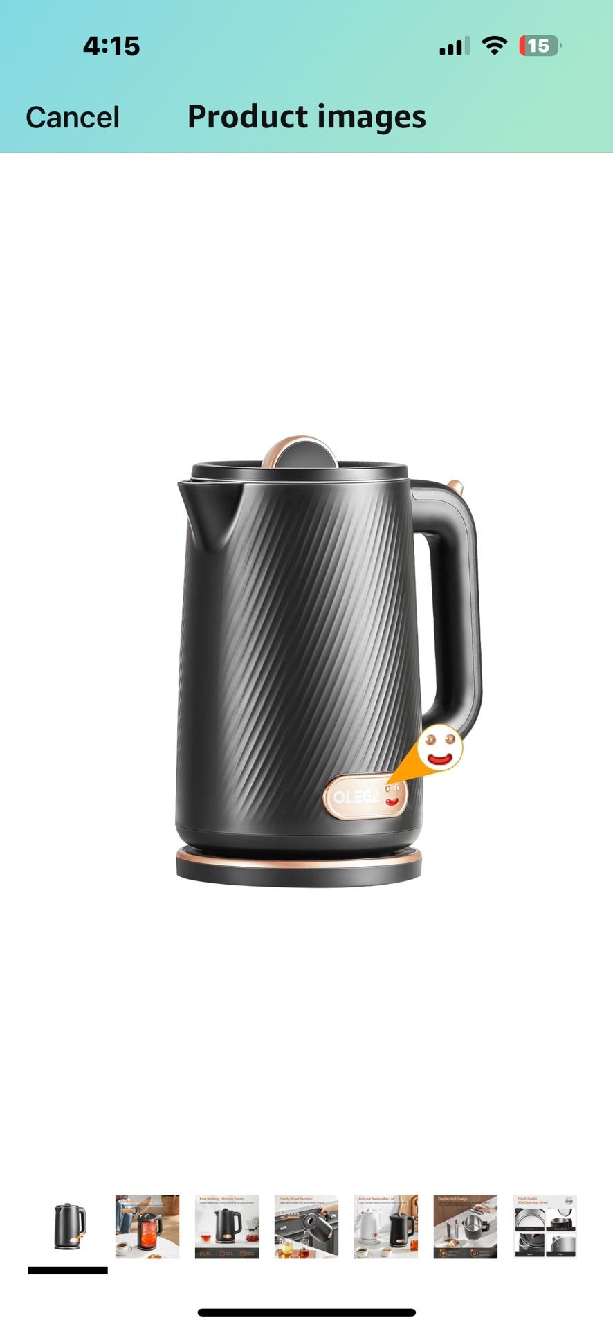 OLEGA Electric Kettle - 1500W Electric Tea Kettle 1.8L Stainless Steel Inner Electric Kettles for Boiling Water Auto Shut Off Boil-Dry Protection Elec