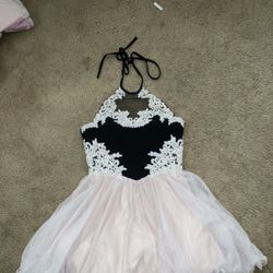 Black And Blush Pink Beaded Junior Party Dress 