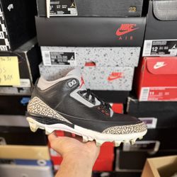 Jordan 3 Mid TD Black Cement size 10.5 (Football/Baseball) USED But Clean