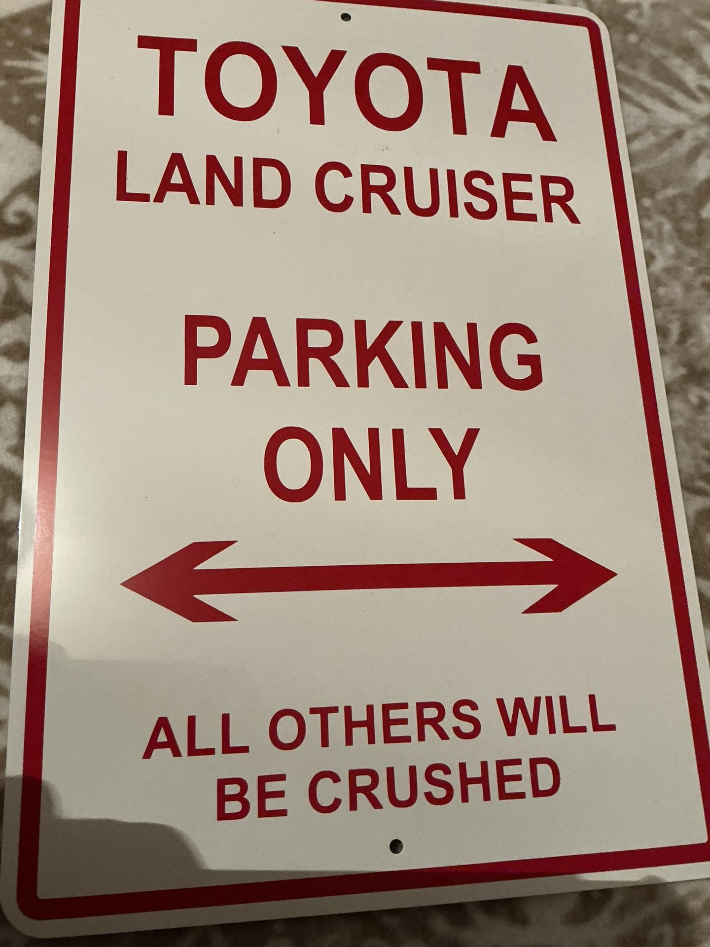 Toyota Land Cruiser Parking Sign