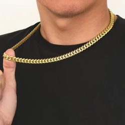 Durable 8mm Gold-Plated Stainless Steel Chain - Hip-Hop Style, Water-Resistant 22 inches 