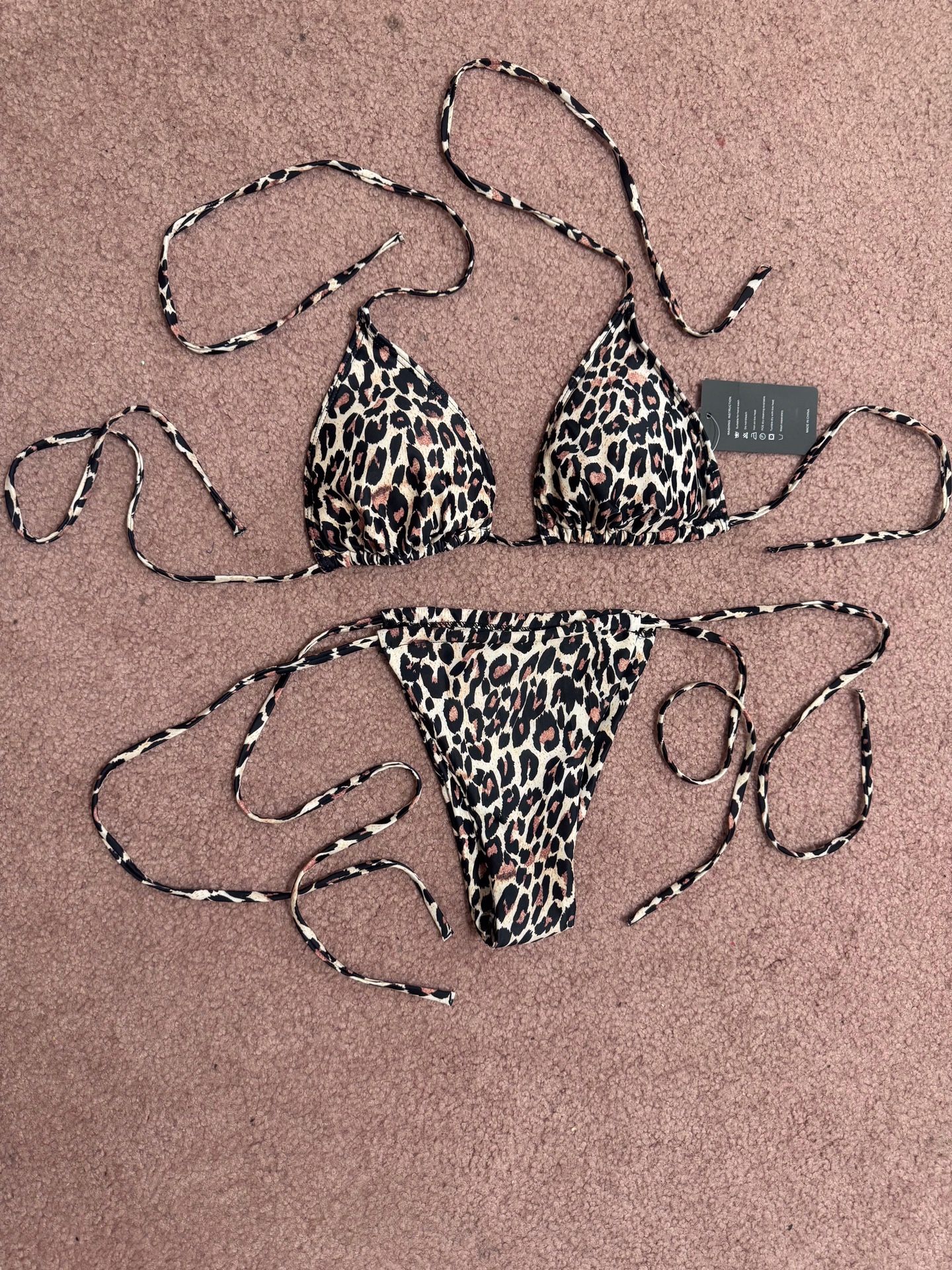 New medium cheetah animal print leopard goth bikini gothic boho swimsuit black