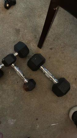 A set of three dumb bells