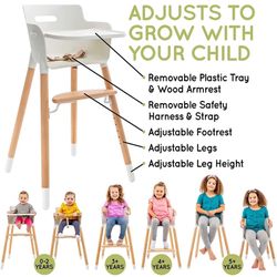 WeeSprout Wooden High Chair for Babies & Toddlers 3-in-1 Design