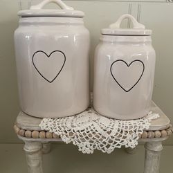 Rae Dunn Black Heart Canisters