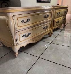 Pair Of Vintage Nightstands With Marble Top- 39”Lx20”Wx23.5”H