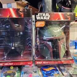NEW.. Boba Fett  Or Darth Vader 3D Deco Light Helmets  (Unopened) 