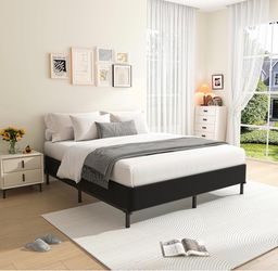 King Sized Black Metal Platform Bed Frame