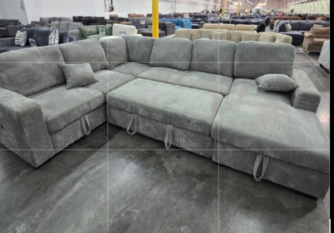 ✅️✅️4-Piece Convertible Sectional
Sleeper Sofa, Chaise Storage, Sofa Storage & USB Port✅️✅️