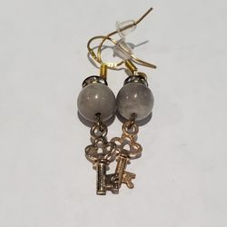 Gray Key Earrings 