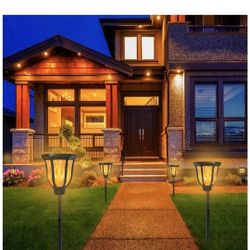 8 Packs Solar Lights Outdoor Flickering Flames Solar Torches Landscape Solar Torch Light Lighting Dusk to Dawn Auto On/Off Outdoor Solar Pathway Light