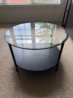 IKEA VITTSJÖ Round Glass Coffee Table – Black-Brown