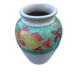 Large Clay Pot made in Italy Hand Painted