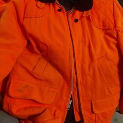 Sears Orange Hunting Jacket/Overalls /Pants/ Gloves and cleaning tarps and rope. I will trow in the animals playing  poker