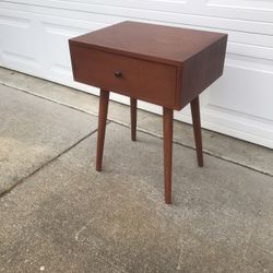 Newer MCM style wood nightstand side table