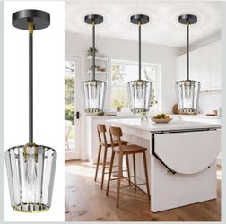 Set of 3 glass pendant lights for kitchen island, modern black and gold pendant lamp, adjustable mini pendant lights for kitchen island, dining room, 