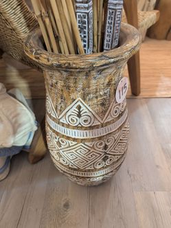 Hand carved tiki plant potter