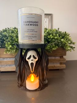 Scream ghost face mini candle holder