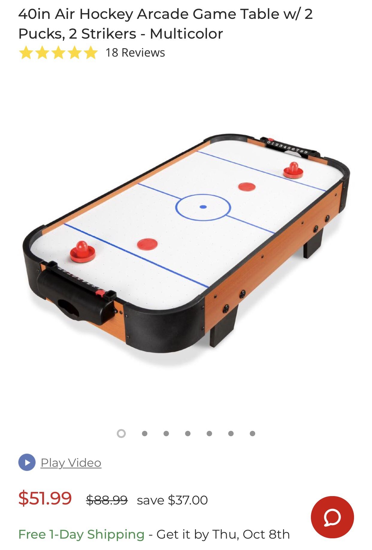 Brand new 40in Air Hockey Arcade Game Table w/ 2 Pucks, 2 Strikers - Multicolor