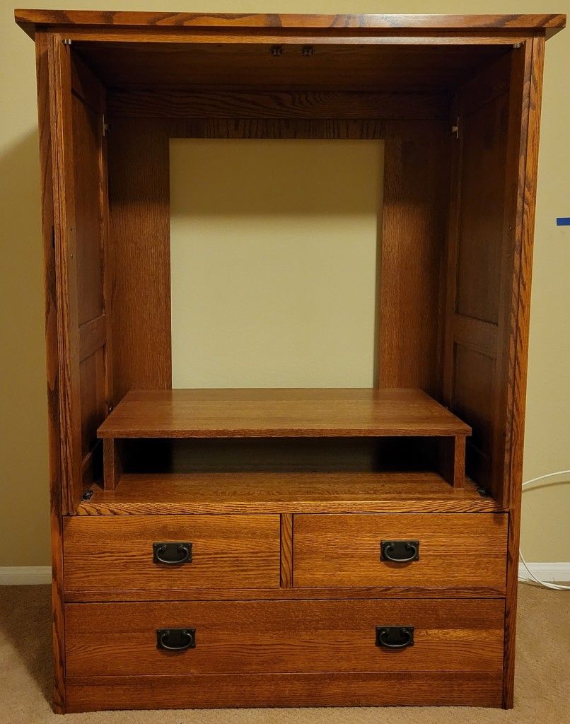 Solid Oak Media Armoire